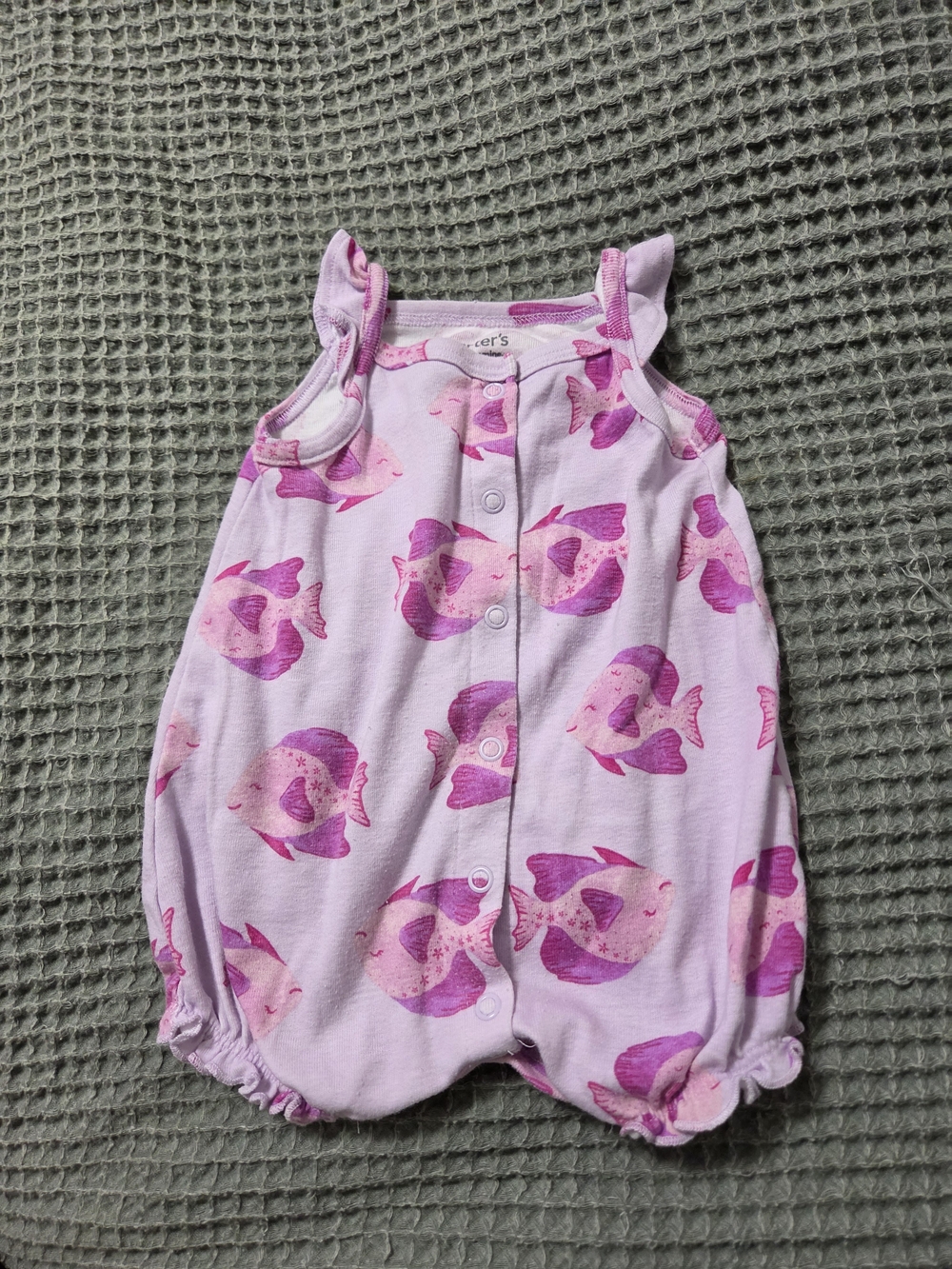 Carter's Pink Fish Print Baby Romper - Sleeveless Pajama